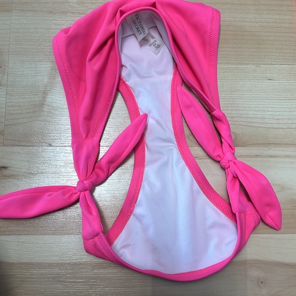 SM Victoria’s Secret sequin neon pink string bikini triangle halter two piece, - Picture 5 of 12